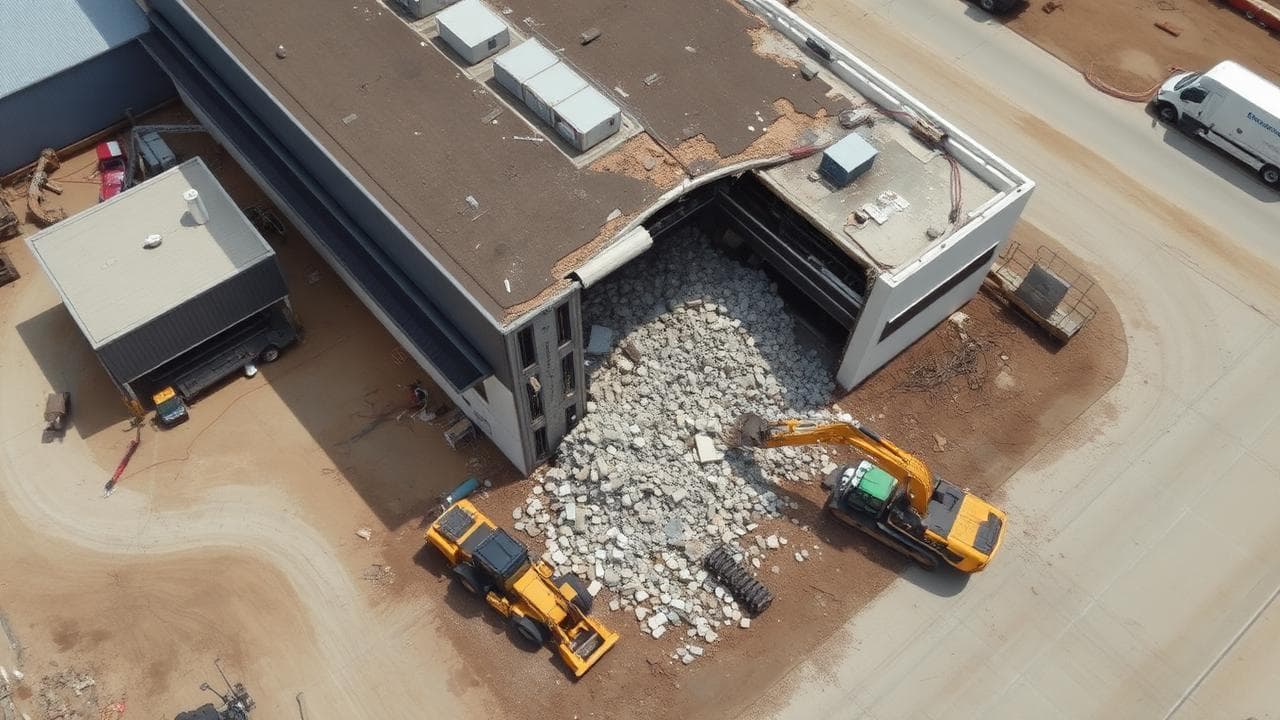 Aerial view of demolition project
